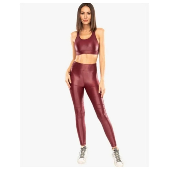 Koral Moto High Rise Infinity Legging Burgundy Sz S - Picture 1 of 9